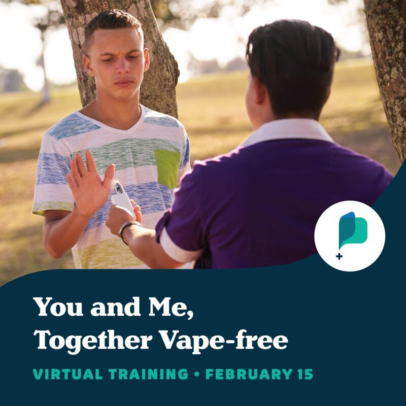 You and Me, Together Vape-free advertisement featuring a boy being offered a vape by another and refusing.